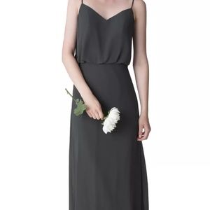 Bill Levkoff Chocolate Chiffon Slight V-front A-line Dress, Size 8